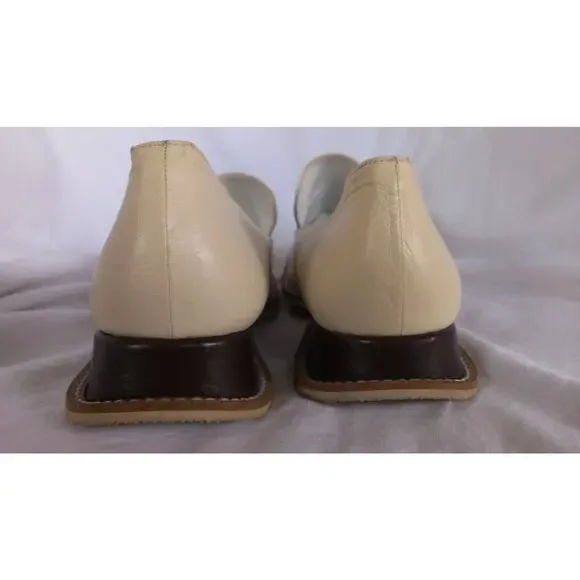 Renouard Plancoet Women's Bone White Tan Wooden Button Loafers Size 41 - US 10.5 - Picture 7 of 9